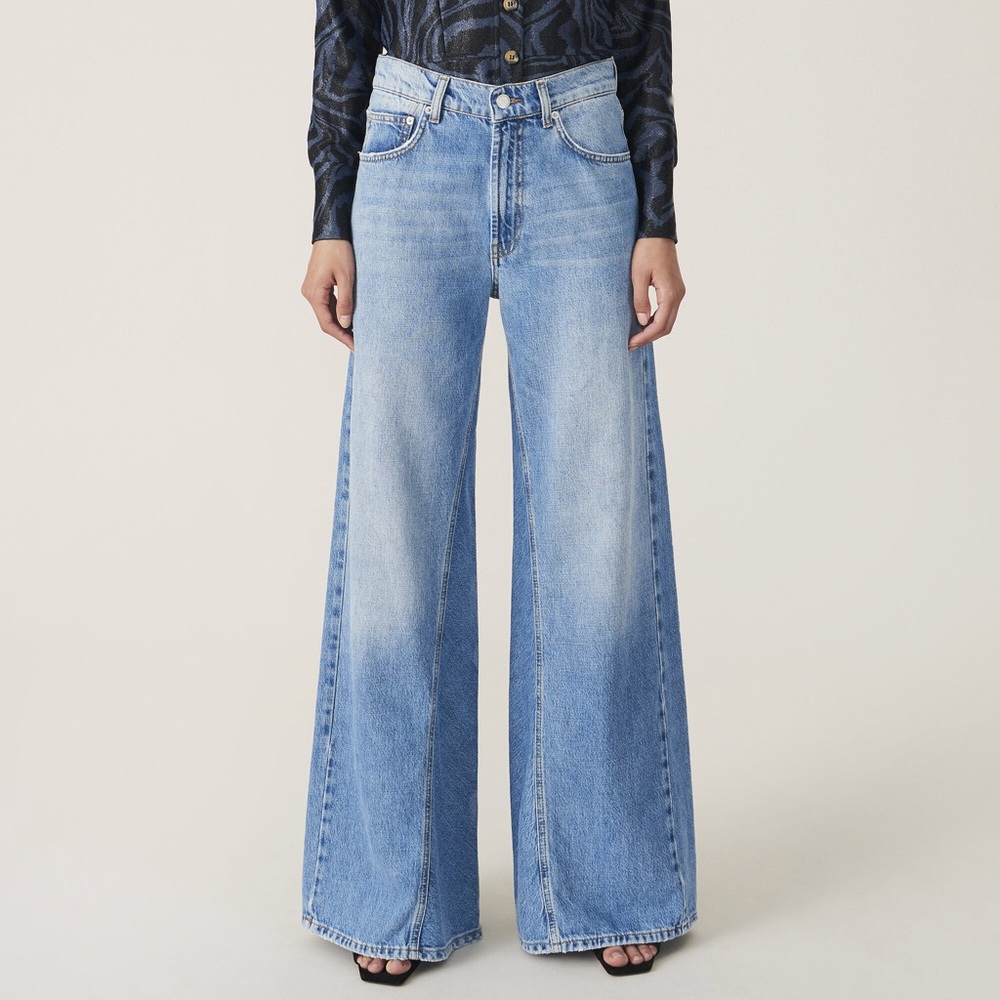 CLASSIC DENIM WIDE PANTS BLEACHED DENIM SIZE 26/32